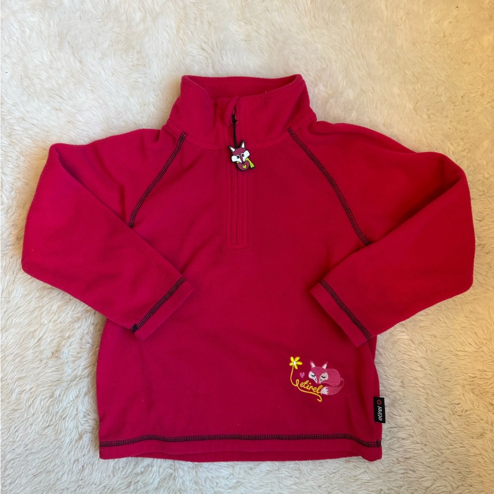 Kids Etirel Pink Fleece Pullover with Embroidery